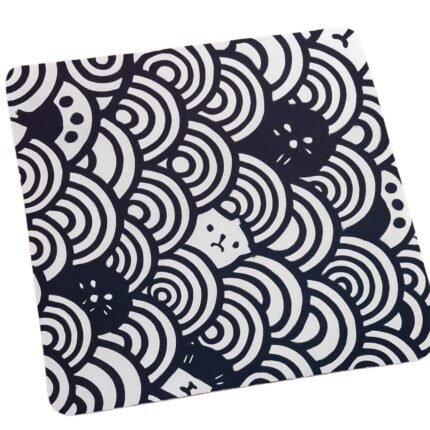 Pad mouse gatos ocultos diseño geométrico blanco y negro