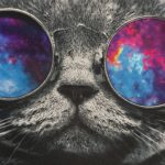 Pad mouse gato con lentes galaxia multicolor divertido - Imagen 3