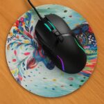 Pad mouse ciervo artístico multicolor redondo - Imagen 2