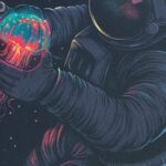 Pad mouse redondo astronauta con fondo galáctico - Imagen 3