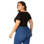 Polera crop negra básica de algodón - Imagen 2