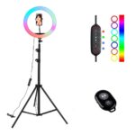 Trípode aro LED 26cm RGB con control y soporte