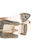 Cinturón blanco hebilla western floral talla XXL - Imagen 3