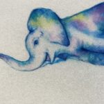 Pad mouse elefante artístico multicolor redondo - Imagen 3