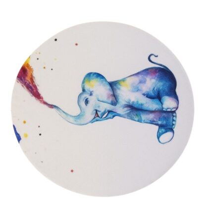 Pad mouse elefante artístico multicolor redondo