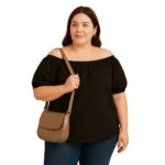 Blusa negra hombros descubiertos y mangas globo - Imagen 3