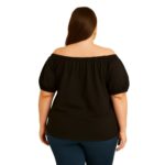 Blusa negra hombros descubiertos y mangas globo - Imagen 4