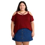 Blusa rojo vino hombros descubiertos talla 4XL - Imagen 2