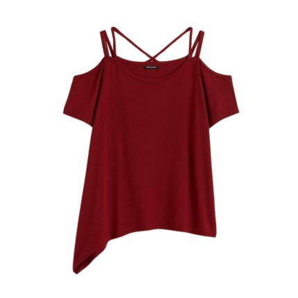 Blusa rojo vino hombros descubiertos talla 4XL