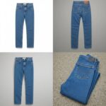 Jeans Mujer Tiro Alto Recto Desflecado Azul - Imagen 5