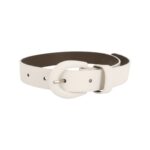 Cinturón Mujer Ecocuero Blanco Hebilla Redonda Forrada