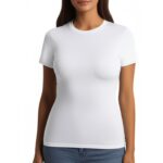 Polera Básica Blanca de Algodón Talla L